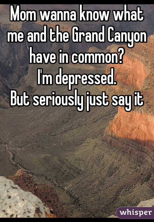 Mom wanna know what me and the Grand Canyon have in common? 
I'm depressed. 
But seriously just say it