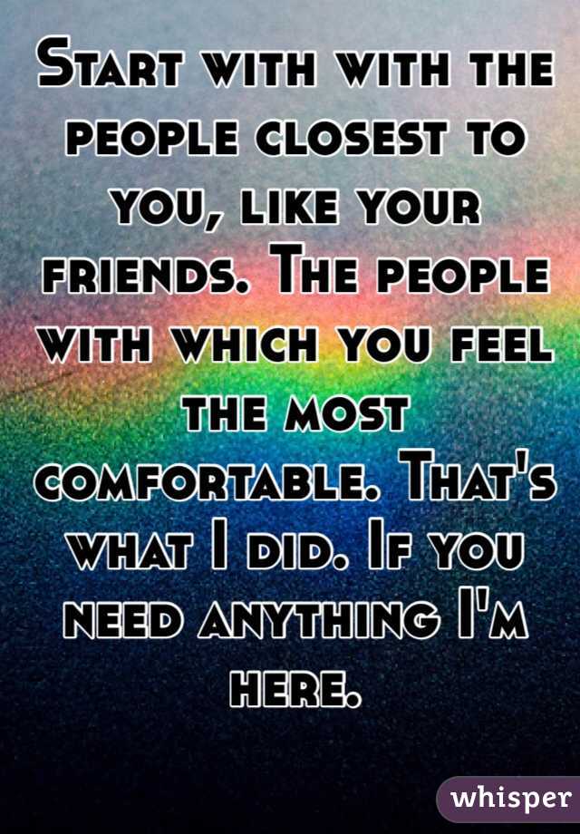 Start with with the people closest to you, like your friends. The people with which you feel the most comfortable. That's what I did. If you need anything I'm here. 