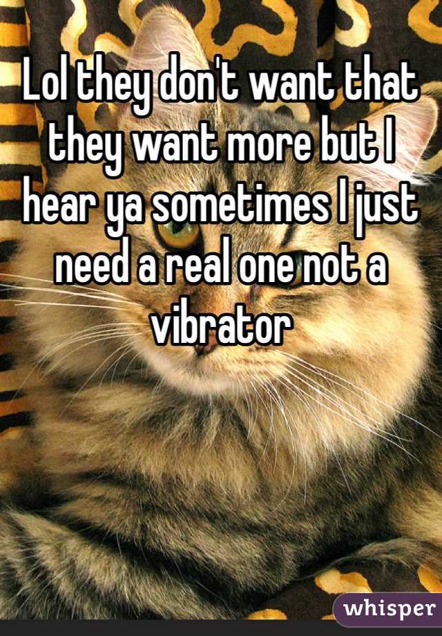 Lol they don't want that they want more but I hear ya sometimes I just need a real one not a vibrator  