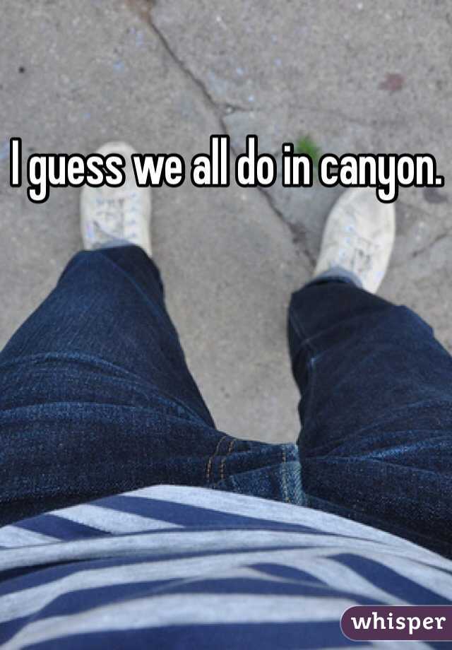 I guess we all do in canyon. 