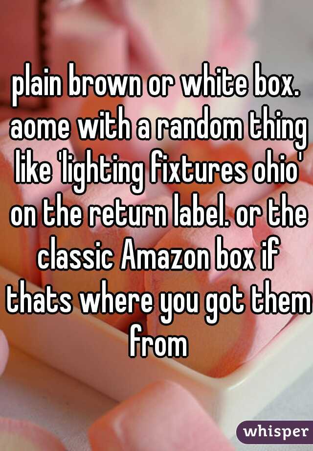 plain brown or white box. aome with a random thing like 'lighting fixtures ohio' on the return label. or the classic Amazon box if thats where you got them from