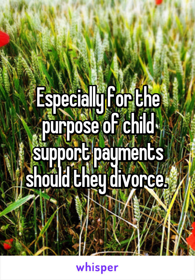 Especially for the purpose of child support payments should they divorce. 