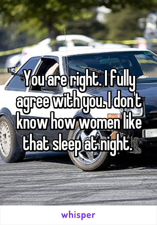 You are right. I fully agree with you. I don't know how women like that sleep at night. 