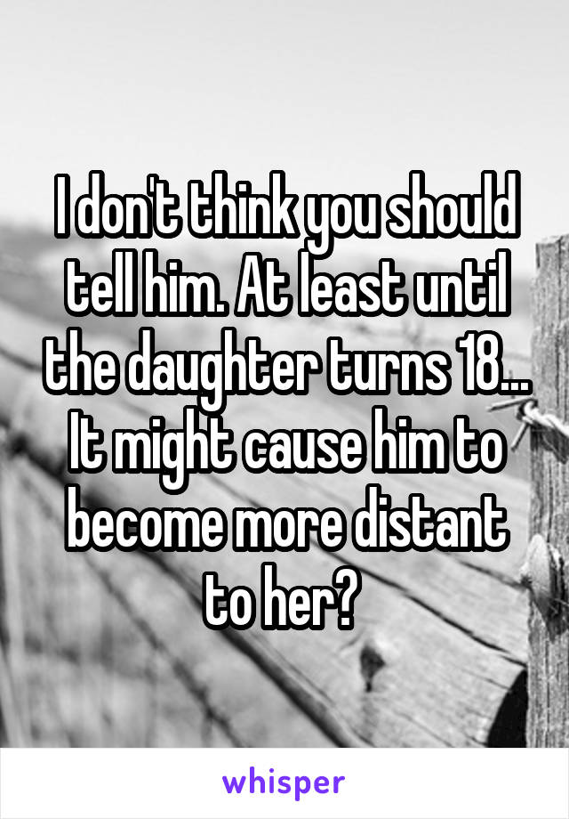 I don't think you should tell him. At least until the daughter turns 18... It might cause him to become more distant to her? 