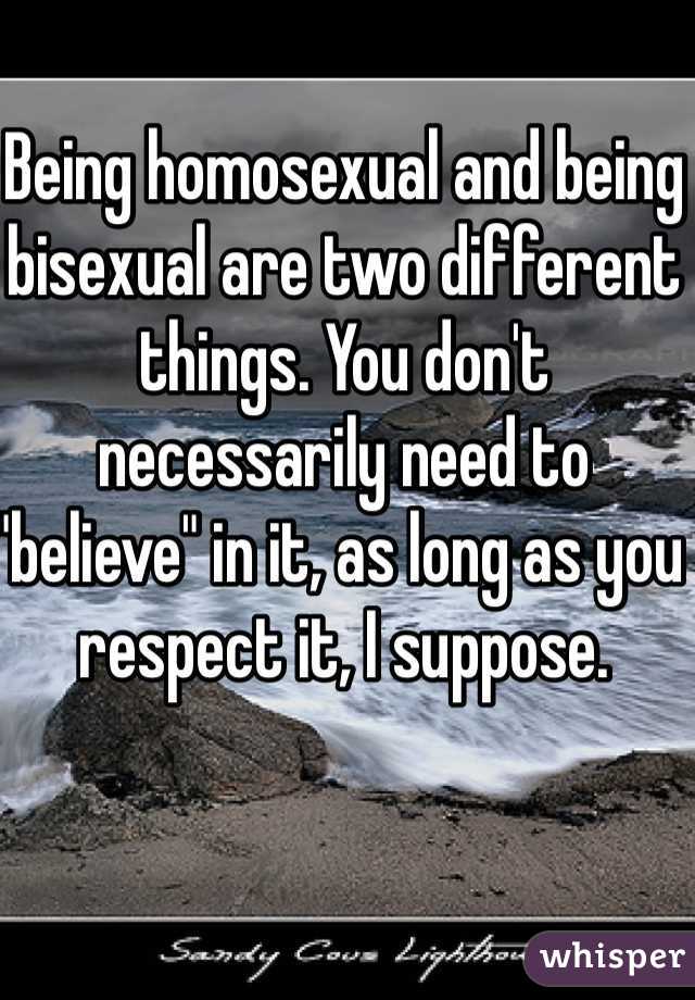 Being homosexual and being bisexual are two different things. You don't necessarily need to "believe" in it, as long as you respect it, I suppose. 