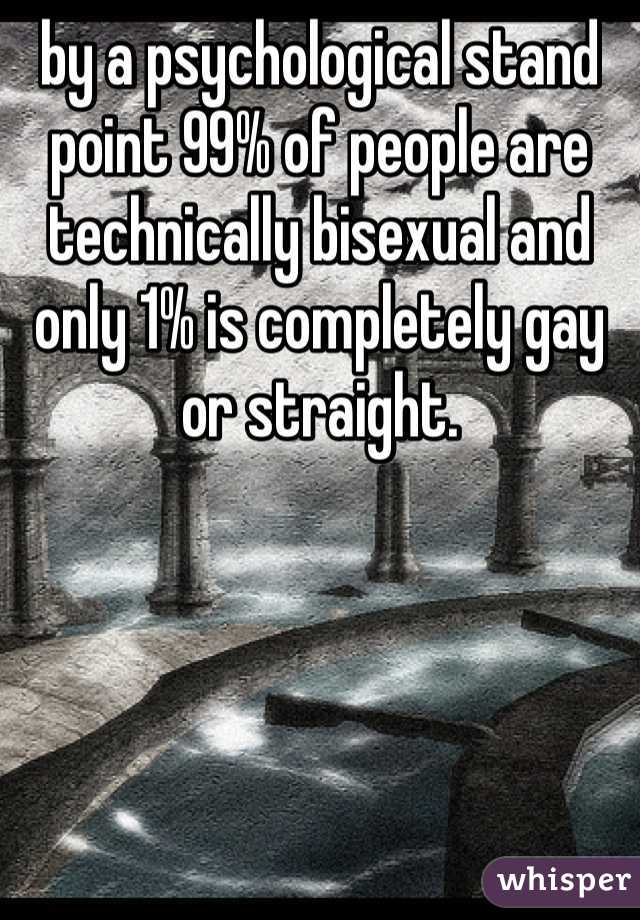 by a psychological stand point 99% of people are technically bisexual and only 1% is completely gay or straight. 