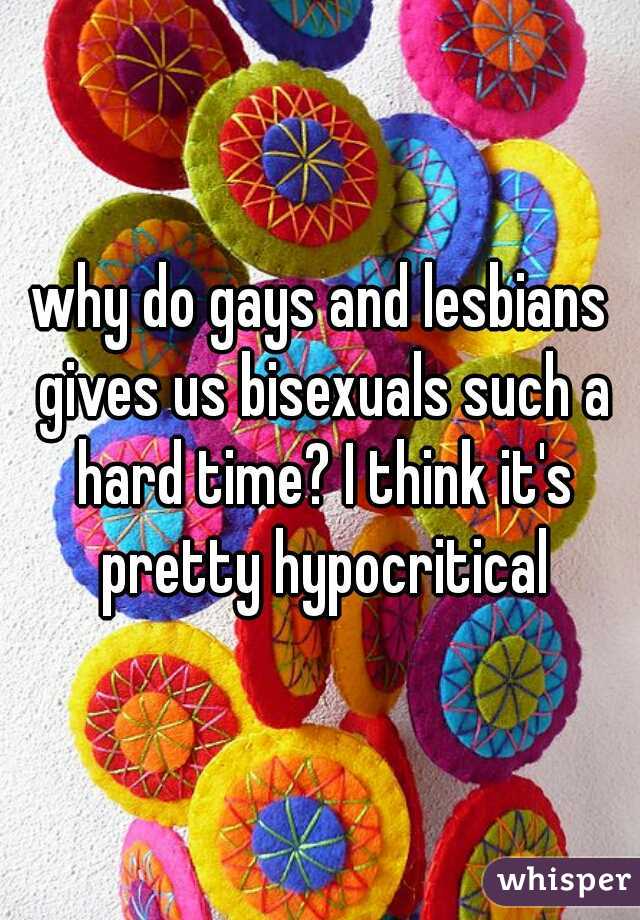 why do gays and lesbians gives us bisexuals such a hard time? I think it's pretty hypocritical