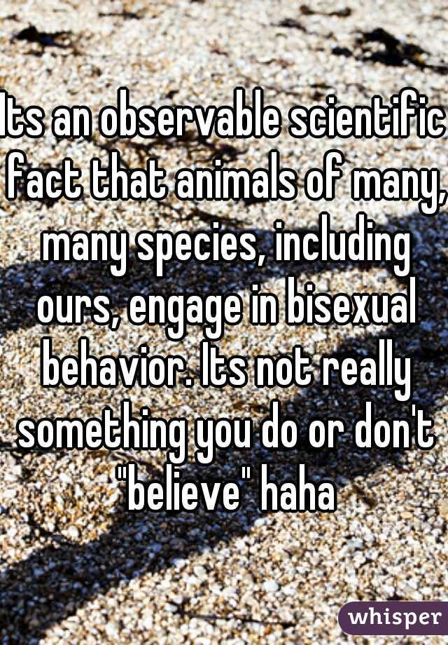 Its an observable scientific fact that animals of many, many species, including ours, engage in bisexual behavior. Its not really something you do or don't "believe" haha