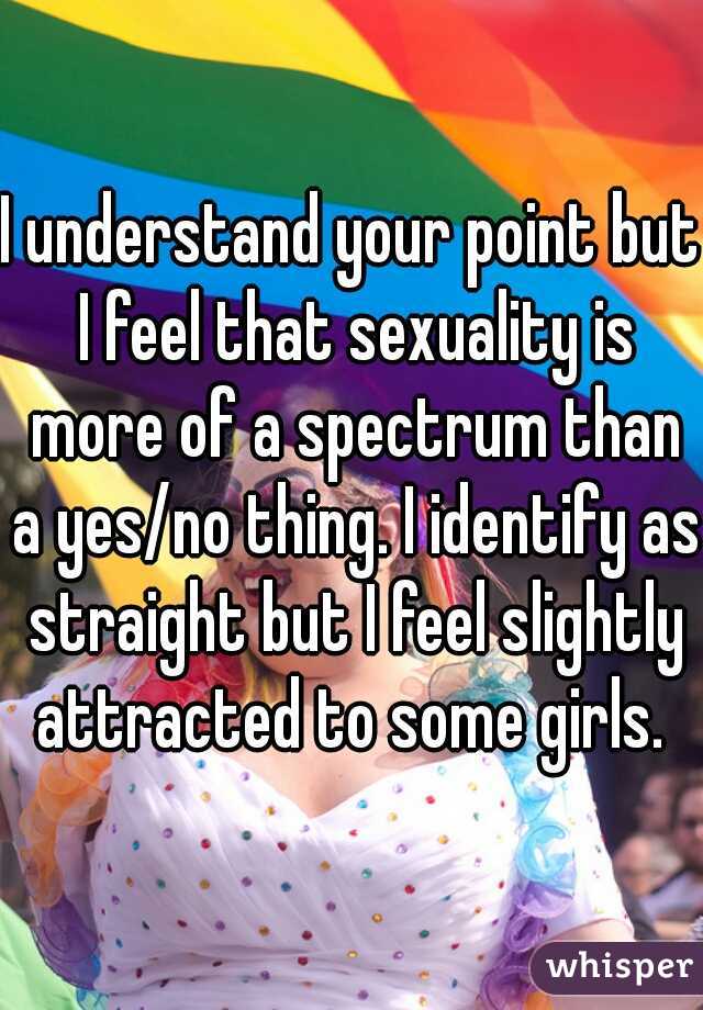 I understand your point but I feel that sexuality is more of a spectrum than a yes/no thing. I identify as straight but I feel slightly attracted to some girls. 