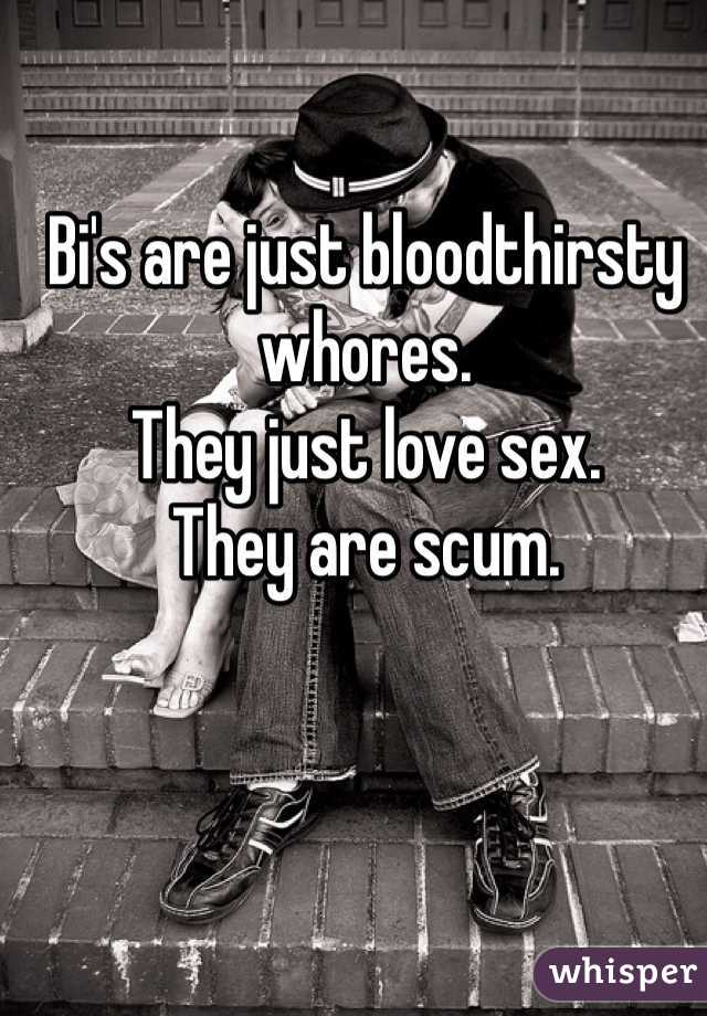 Bi's are just bloodthirsty whores. 
They just love sex. 
They are scum. 