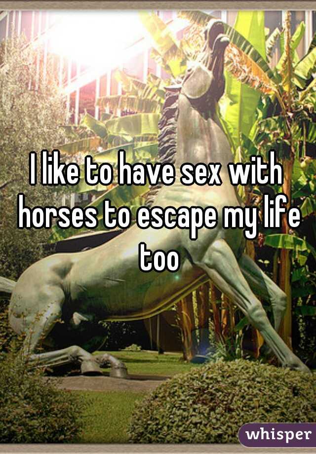 I like to have sex with horses to escape my life too
