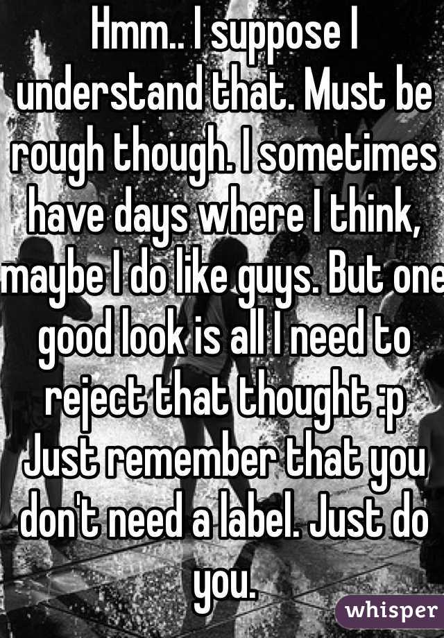 Hmm.. I suppose I understand that. Must be rough though. I sometimes have days where I think, maybe I do like guys. But one good look is all I need to reject that thought :p 
Just remember that you don't need a label. Just do you. 