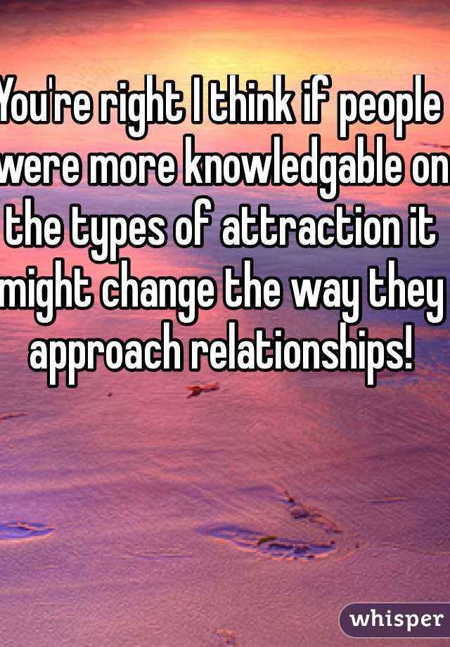 You're right I think if people were more knowledgable on the types of attraction it might change the way they approach relationships!