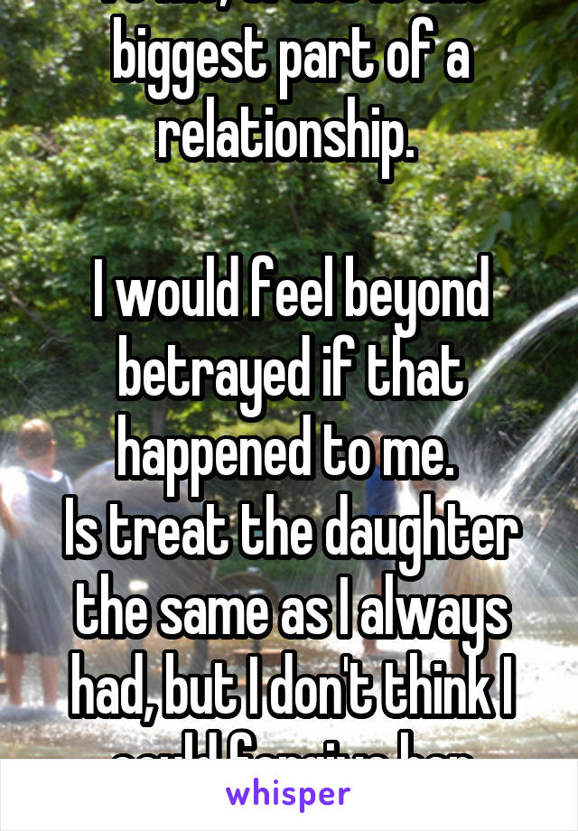 To me, trust is the biggest part of a relationship. 

I would feel beyond betrayed if that happened to me. 
Is treat the daughter the same as I always had, but I don't think I could forgive her mother. 