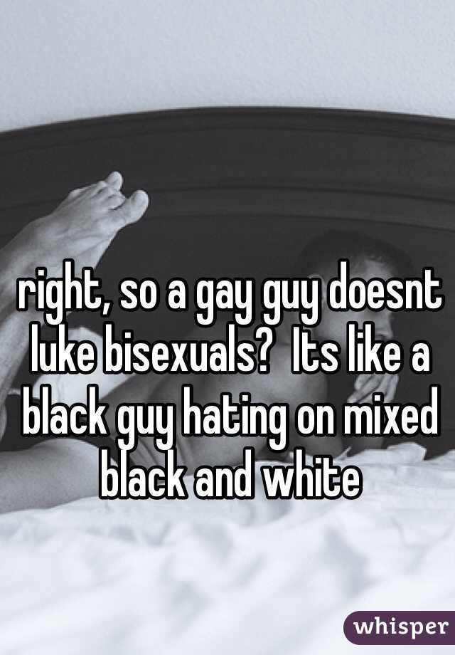 right, so a gay guy doesnt luke bisexuals?  Its like a black guy hating on mixed black and white