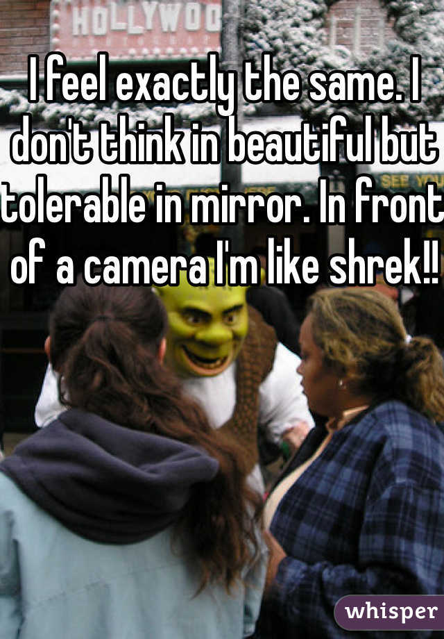 I feel exactly the same. I don't think in beautiful but tolerable in mirror. In front of a camera I'm like shrek!!