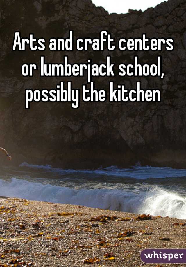 Arts and craft centers or lumberjack school, possibly the kitchen