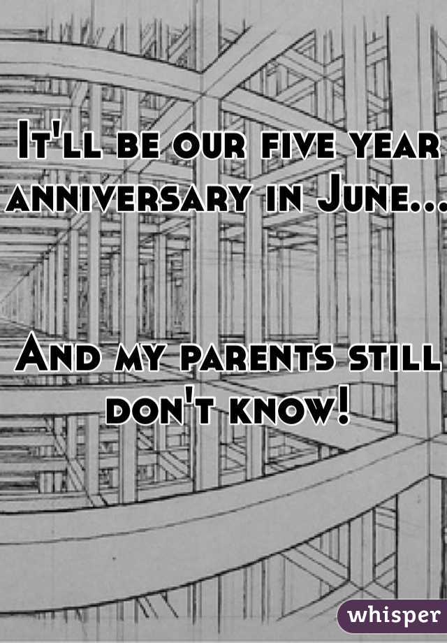It'll be our five year anniversary in June...


And my parents still don't know!
