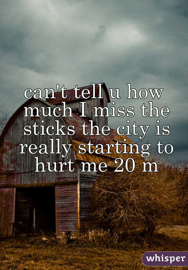 can't tell u how much I miss the sticks the city is really starting to hurt me 20 m