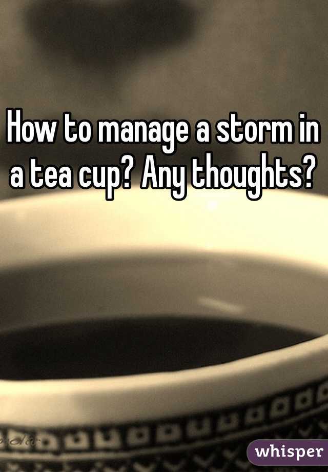 How to manage a storm in a tea cup? Any thoughts?