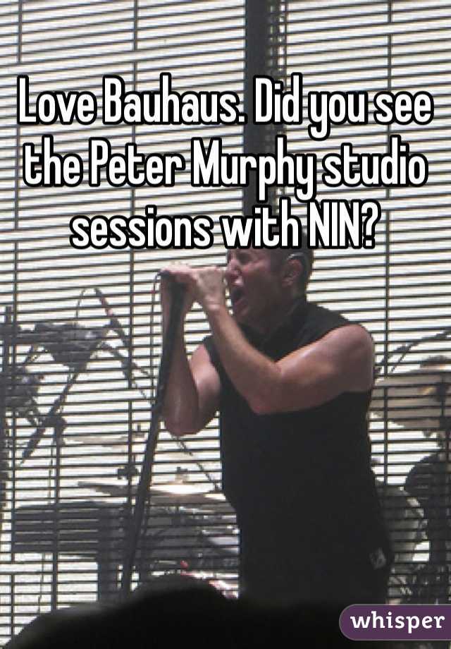 Love Bauhaus. Did you see the Peter Murphy studio sessions with NIN? 