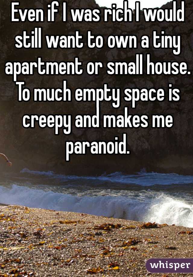 Even if I was rich I would still want to own a tiny apartment or small house. To much empty space is creepy and makes me paranoid. 