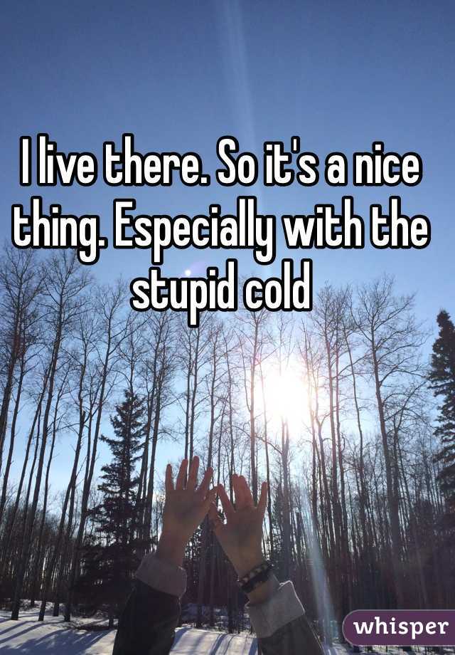 I live there. So it's a nice thing. Especially with the stupid cold
