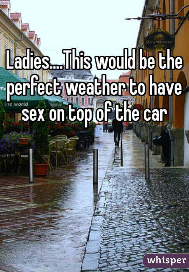 Ladies....This would be the perfect weather to have sex on top of the car