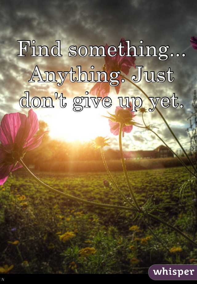 Find something... Anything. Just don't give up yet.