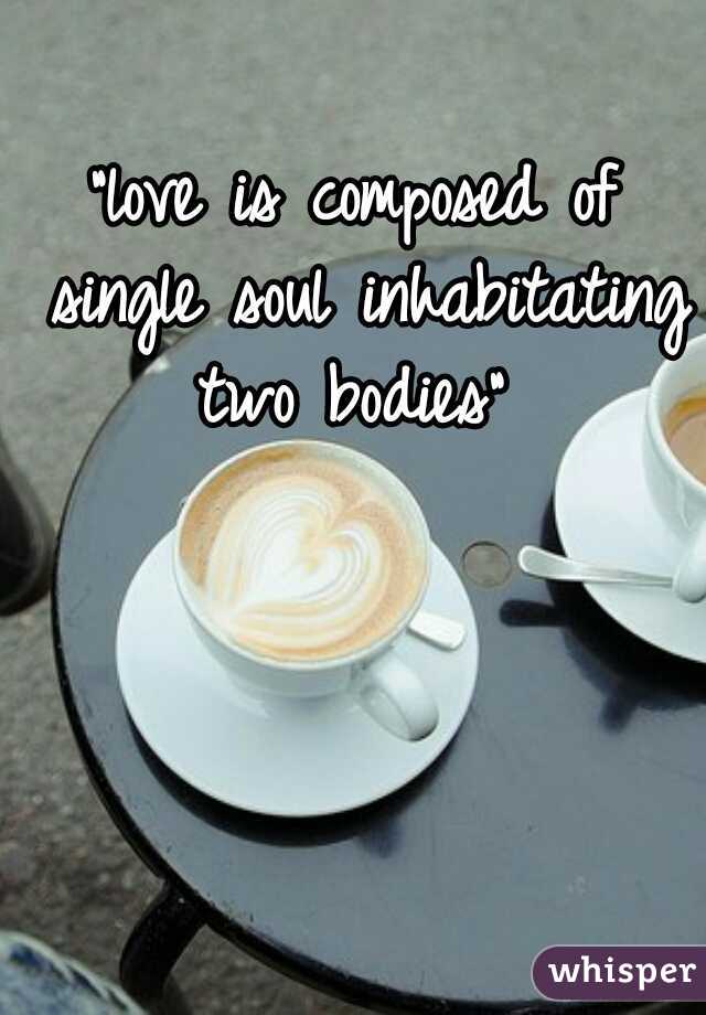 "love is composed of single soul inhabitating two bodies" 