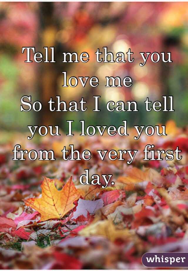 Tell me that you love me
So that I can tell you I loved you from the very first day. 