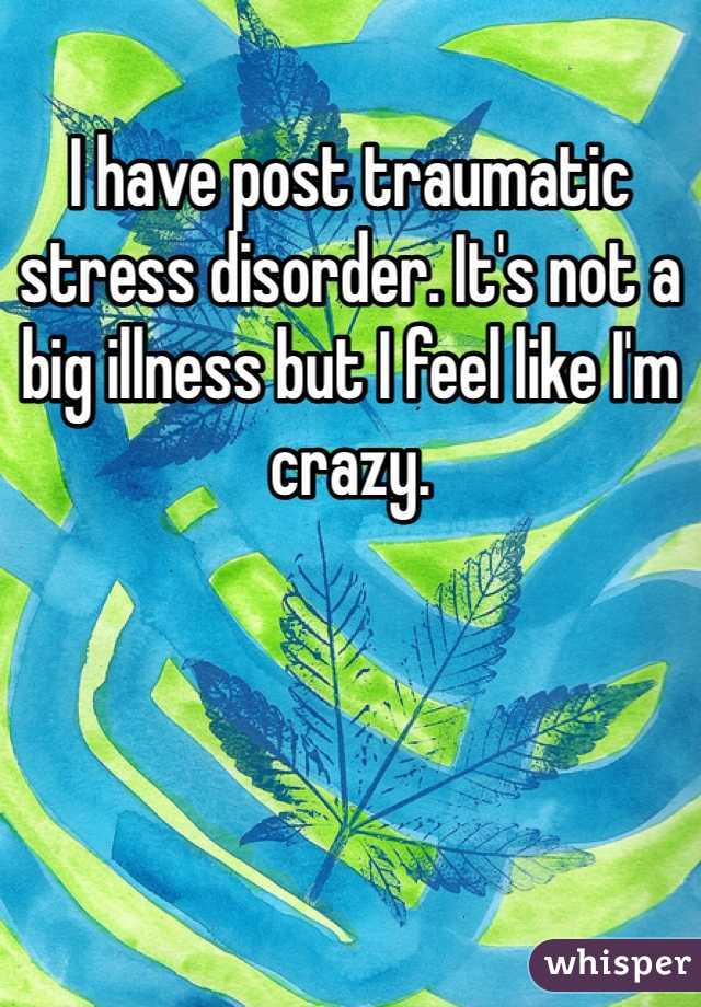 I have post traumatic stress disorder. It's not a big illness but I feel like I'm crazy. 