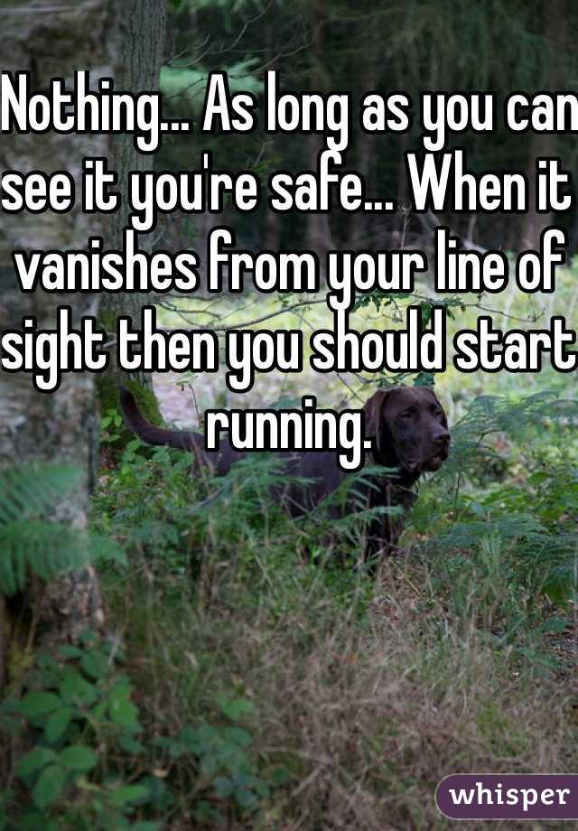 Nothing... As long as you can see it you're safe... When it vanishes from your line of sight then you should start running.