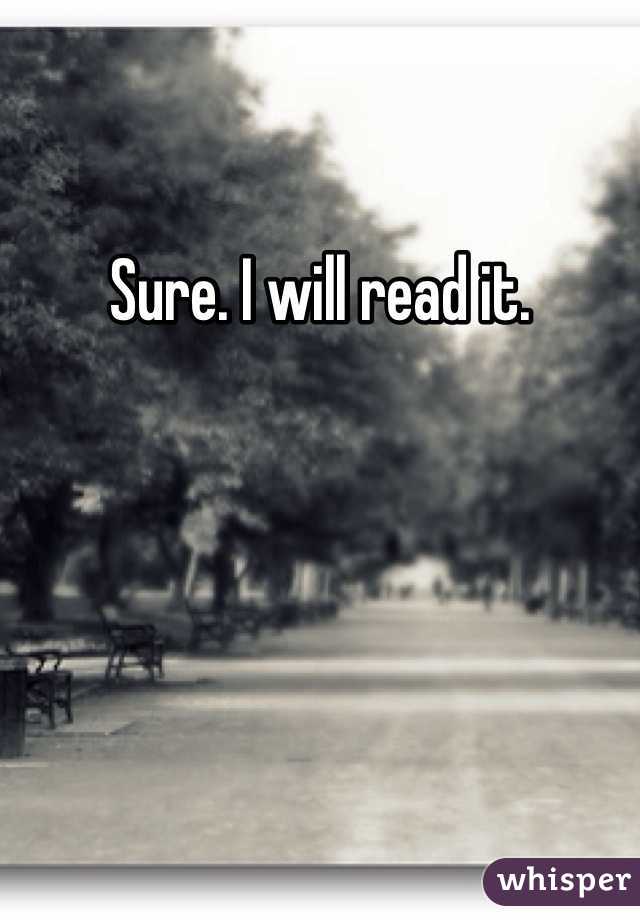 Sure. I will read it. 