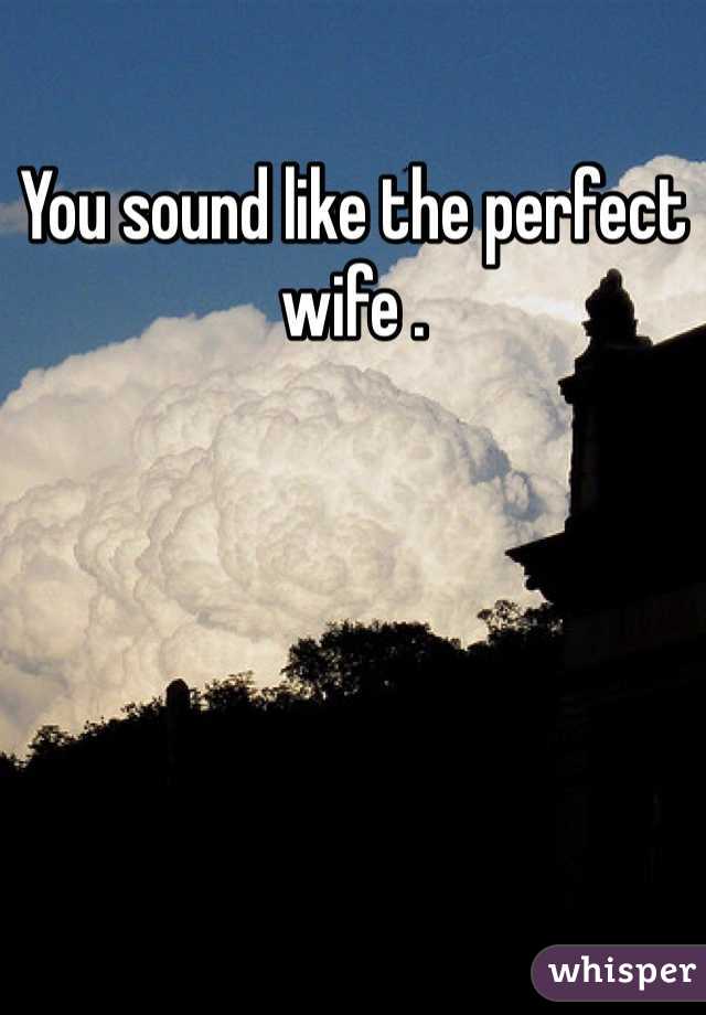 You sound like the perfect wife . 