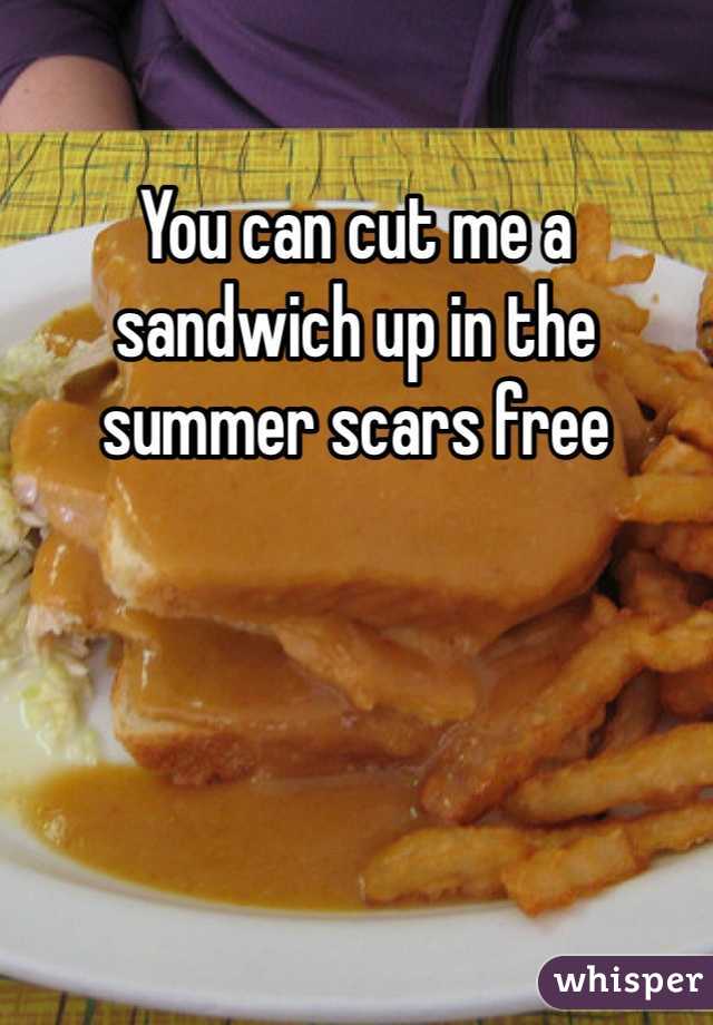 You can cut me a sandwich up in the summer scars free
