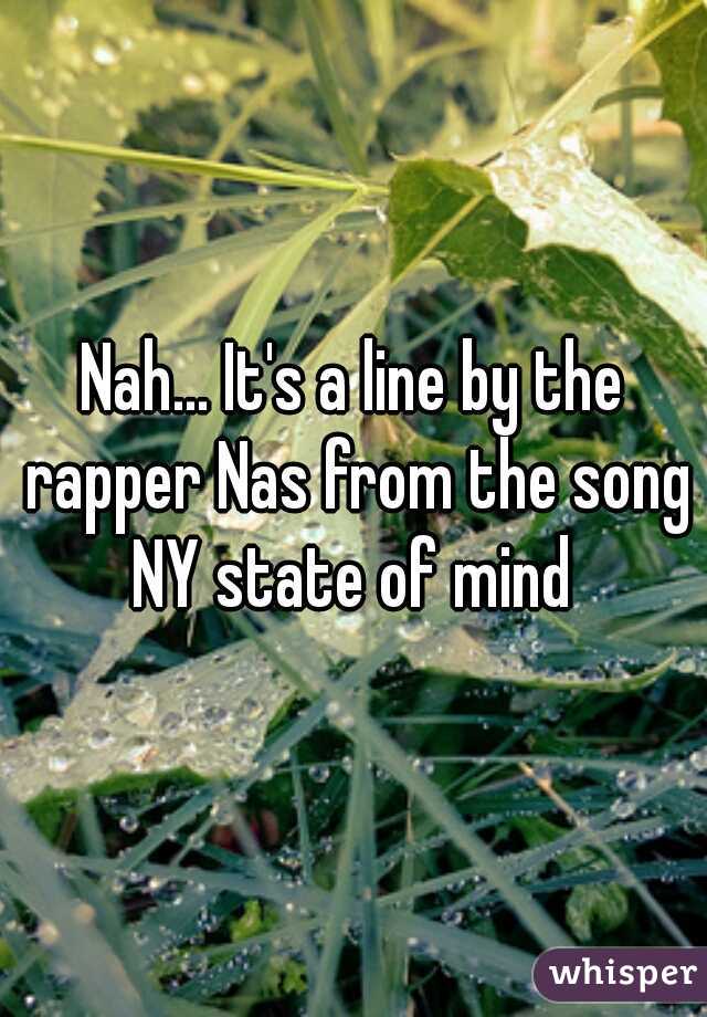 Nah... It's a line by the rapper Nas from the song NY state of mind 