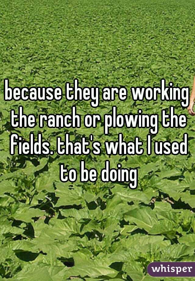 because they are working the ranch or plowing the fields. that's what I used to be doing