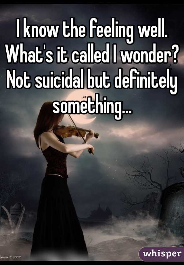 I know the feeling well. What's it called I wonder? Not suicidal but definitely something...