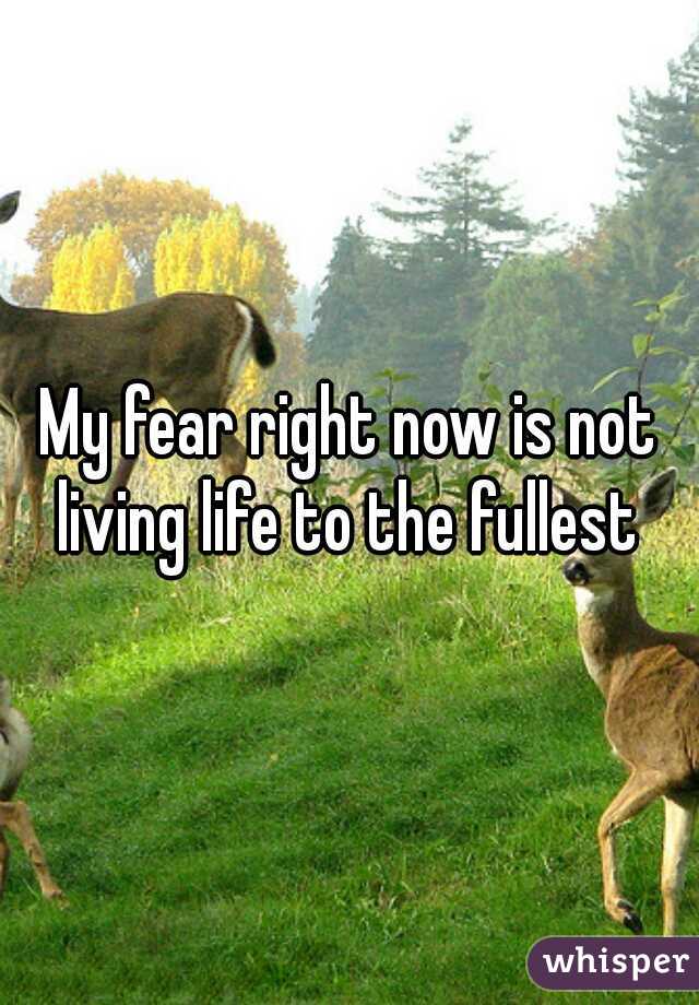 My fear right now is not living life to the fullest 