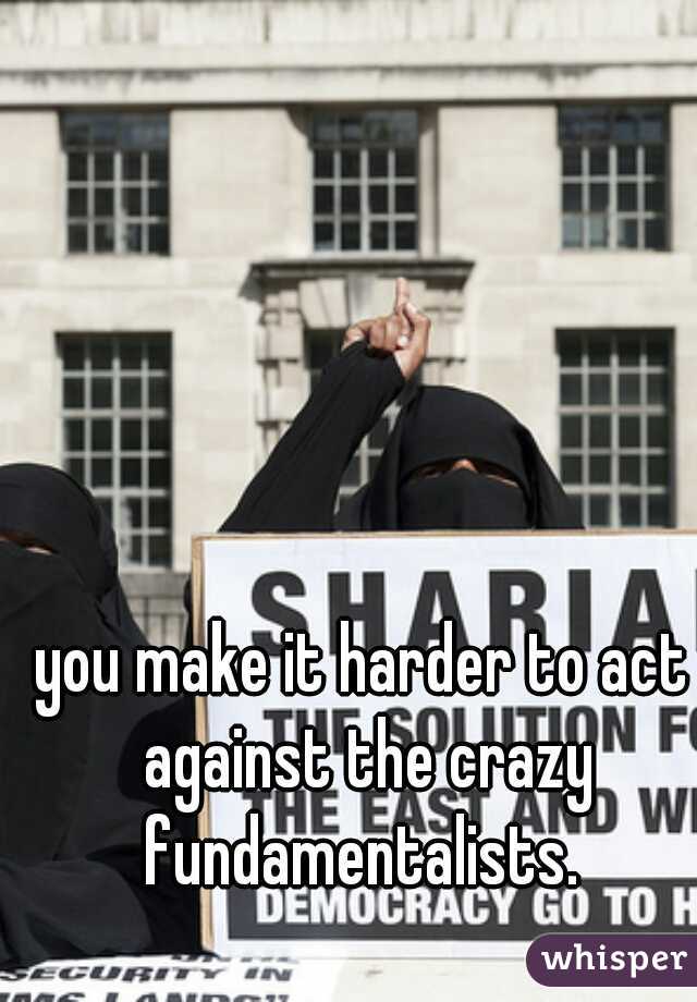 you make it harder to act against the crazy fundamentalists. 