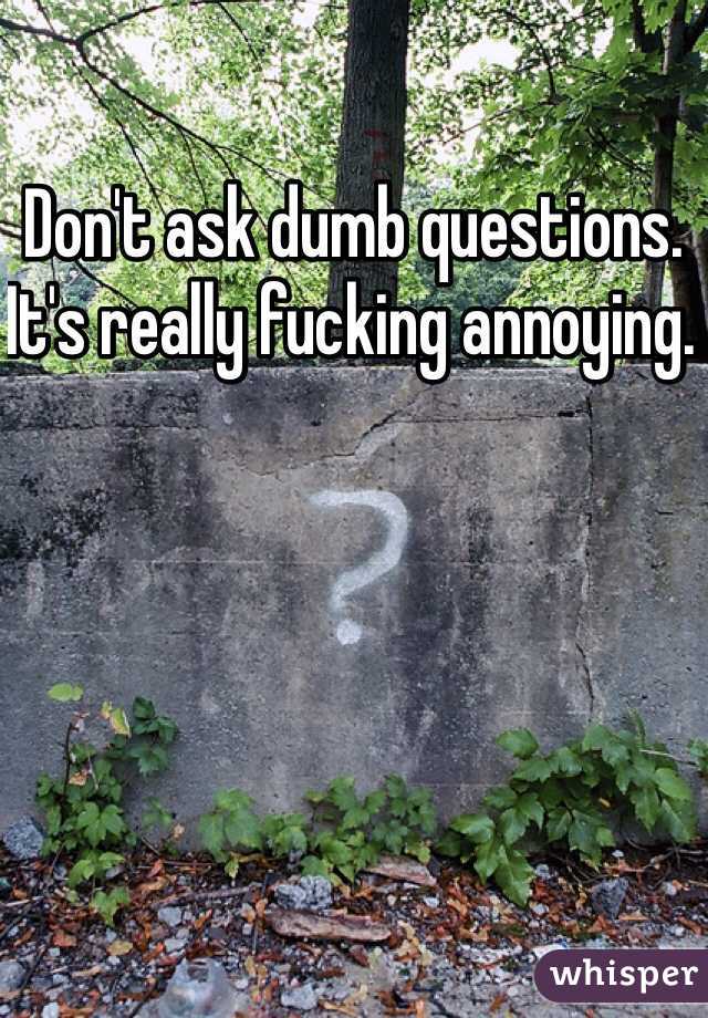 Don't ask dumb questions. It's really fucking annoying. 