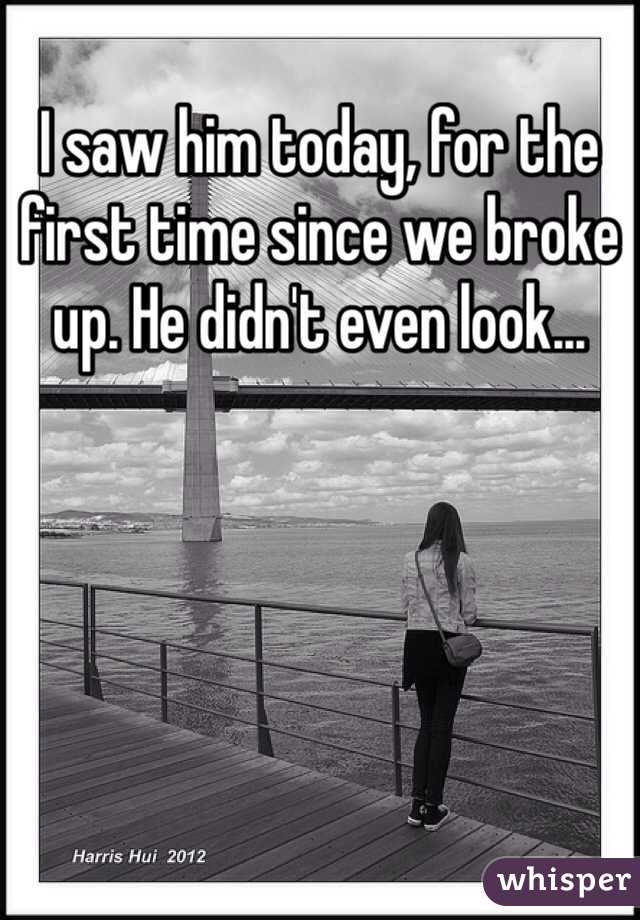I saw him today, for the first time since we broke up. He didn't even look...