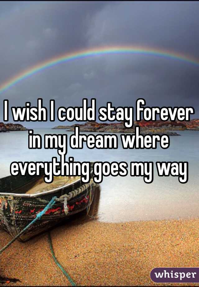 I wish I could stay forever in my dream where everything goes my way
