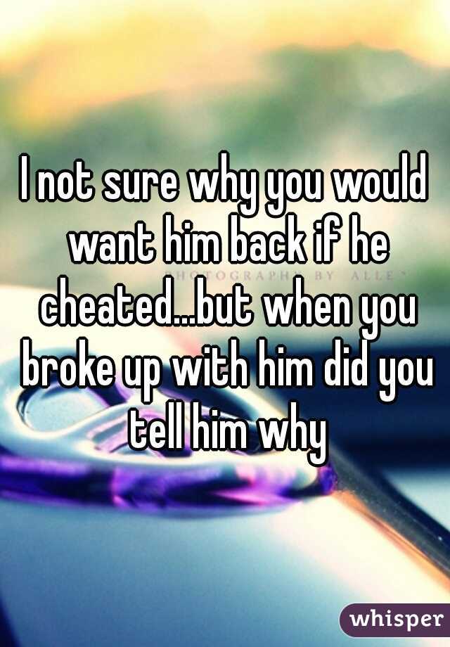 I not sure why you would want him back if he cheated...but when you broke up with him did you tell him why