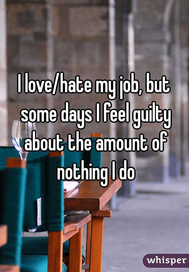 I love/hate my job, but some days I feel guilty about the amount of nothing I do
