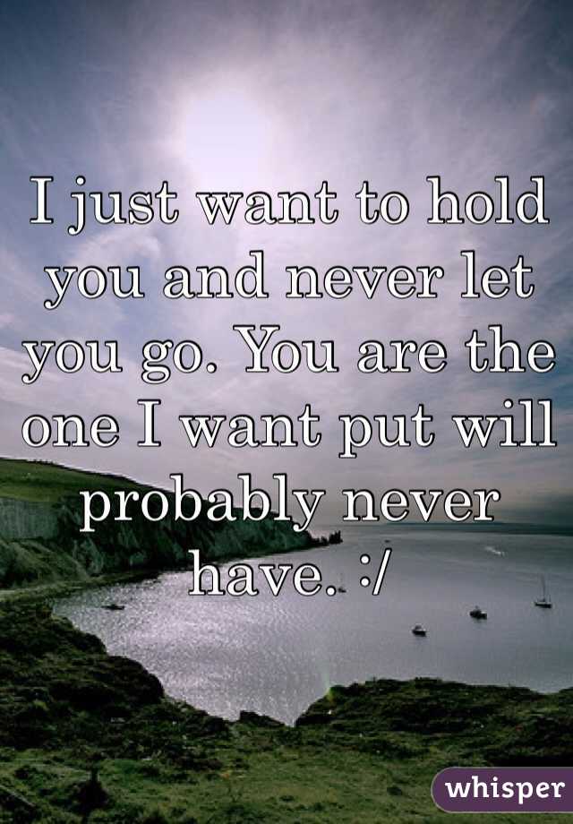 I just want to hold you and never let you go. You are the one I want put will probably never have. :/