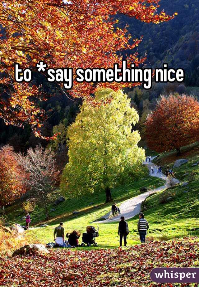 to *say something nice 