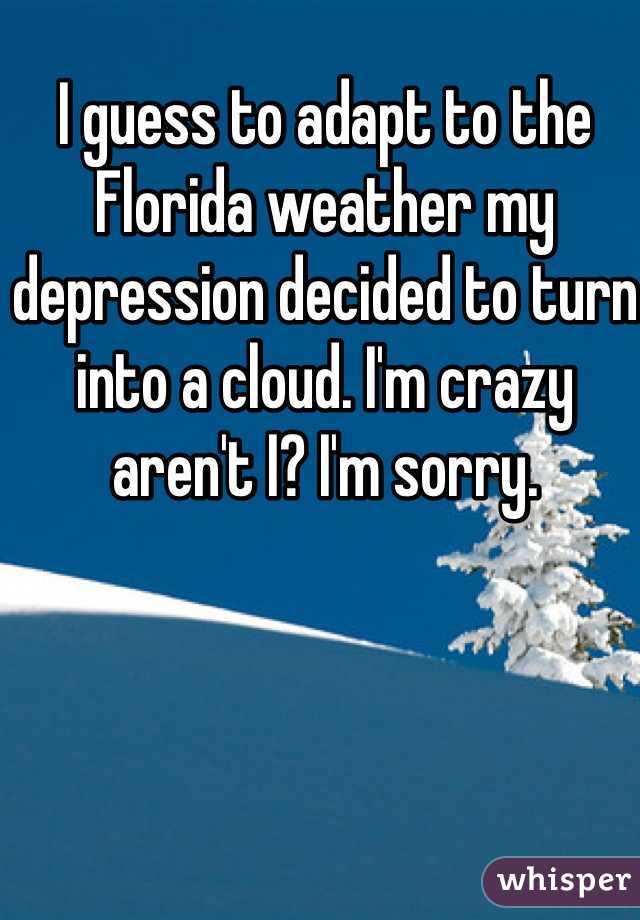 I guess to adapt to the Florida weather my depression decided to turn into a cloud. I'm crazy aren't I? I'm sorry. 