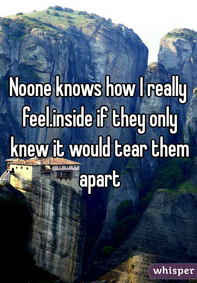 Noone knows how I really feel.inside if they only knew it would tear them apart